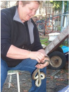 Me with a snake in my hands and a real smile on my face!
