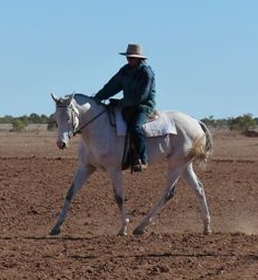 Sandra and Milly, campdrafting mare, in Outback Australia